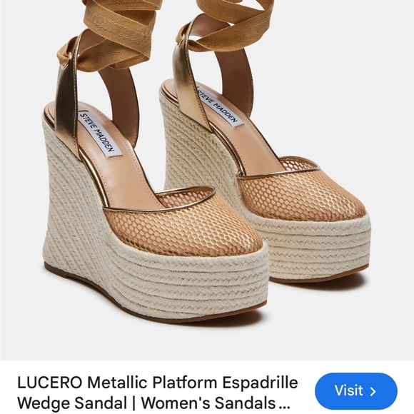 ISO***** Steve Madden Metallic Tan Platform Espadrille Wedges - Picture 1 of 4
